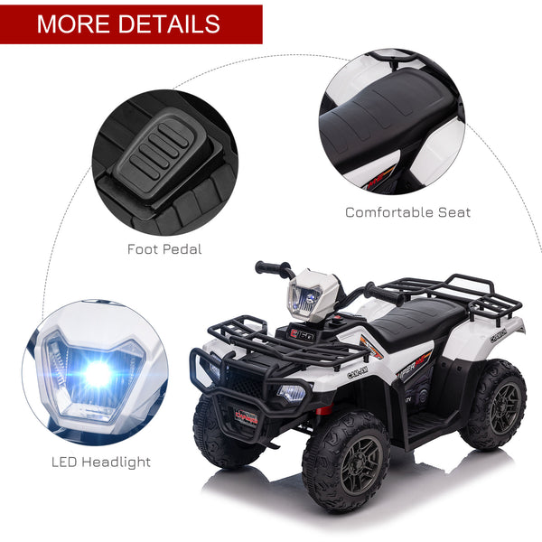 English Elm Aosom 12v Kids Battery Powered Atv Quad with Led Lights Music Usb Treaded Tires W2225P249795
