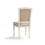 Benoit Side Chair Distressed Ivory Birch, Natural Linen, Burlap FC014 309 A003/H010 Zentique