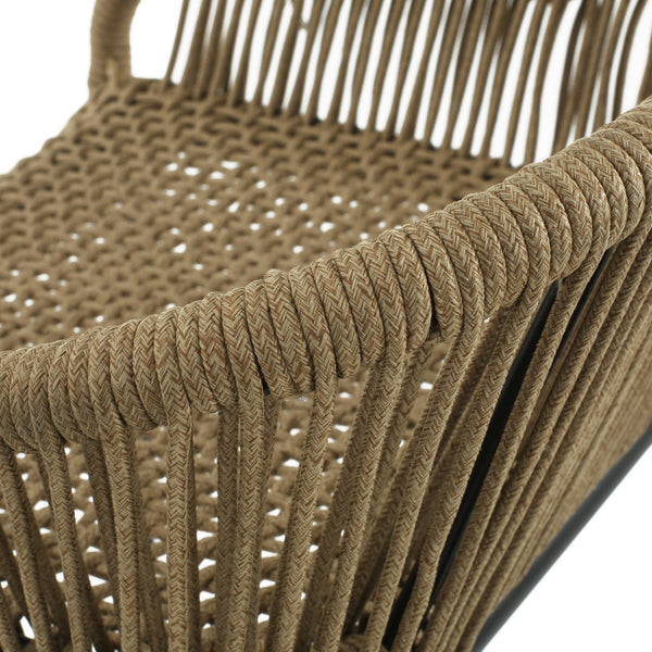 English Elm Christopher Knight Home® - La La Push outdoor rope bar stool set of 2 — brown woven polyester seat with rust‑resistant black iron frame Black+Brown N775P176900L