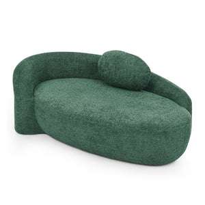 English Elm Modern Oval Bouclé Lounge Chair with Sculpted Armrest for Bedroom or Living Room Green W487P456127