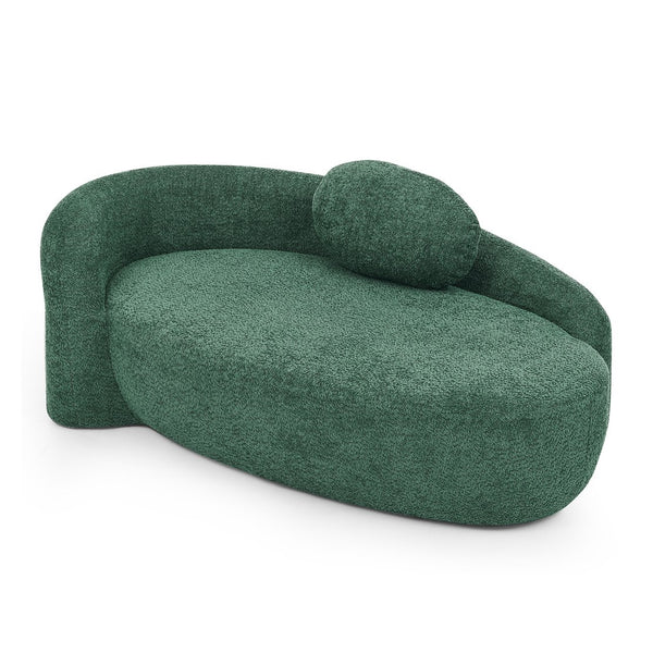 English Elm Modern Oval Bouclé Lounge Chair with Sculpted Armrest for Bedroom or Living Room Green W487P456127