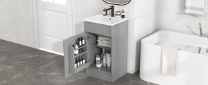 English Elm [video] Compact Sage Green Bathroom Vanity with Ceramic Sink Soft Close Cabinet Grey N759P237932E
