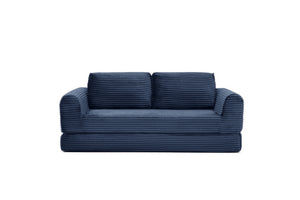 English Elm 2-in-1 Corduroy Futon Sofa Sleeper with Foam Fill and Modular Floor Profile Blue W1117P417300