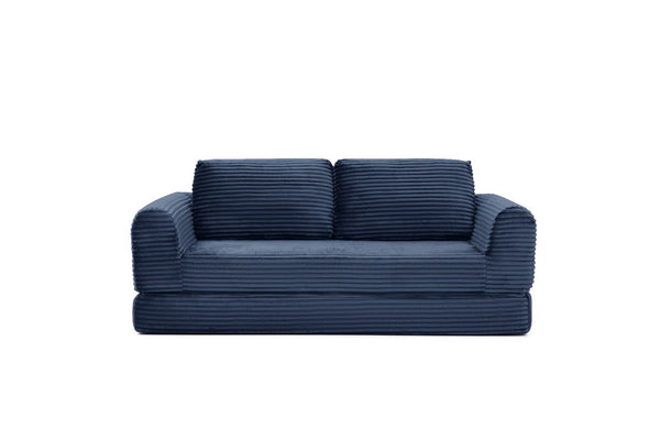 English Elm 2-in-1 Corduroy Futon Sofa Sleeper with Foam Fill and Modular Floor Profile Blue W1117P417300