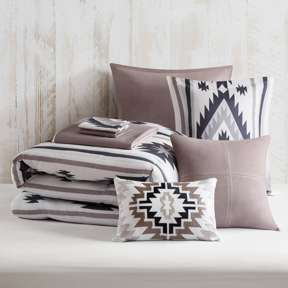 English Elm 8-piece Full Comforter Set Herringbone Weave Bedding with Embroidered Decorative Pillows B035P482957