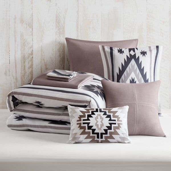 English Elm 8-piece Full Comforter Set Herringbone Weave Bedding with Embroidered Decorative Pillows B035P482957