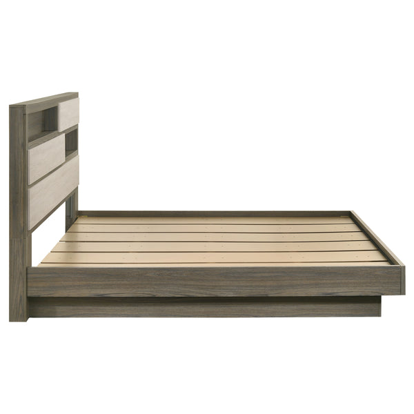 English Elm Pierce Eastern King Platform Bed with Led Headboard and Italian Gloss Finish B062S01833