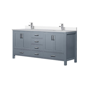 English Elm Dark Grey Double Bath Vanity 72" W With Cultured Marble Top, Chrome Faucet & Ample Storage Solutions B2731P259105