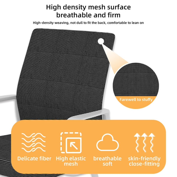 English Elm Minimalist breathable mesh office chair with curved support, cushioned seat, stable iron frame for long workdays White+Black W1935P338539