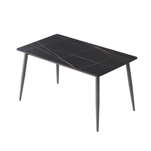 English Elm 55.12" Modern Artificial Stone Dining Table With Metal Legs - Seats 6, Stylish Minimalist Design! W1535S00501