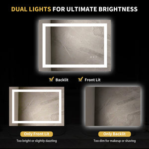 English Elm 24" X 32" Led Vanity Mirror with Dual Lighting Anti-fog Dimmable 3 Color Modes W1920P493131