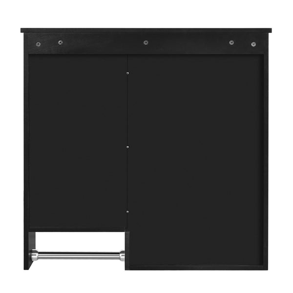 English Elm 29'' Modern Wall Mounted Medicine Cabinet with Mirror, Spacious Adjustable Shelves, Towel Bar and Durable MDF Finish Black N710P209440B