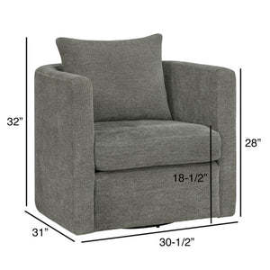 English Elm Sutton Ultra-Soft Gray Swivel Barrel Chair with Pocket Coil Seat, Reversible Cushions, Stain-Resist B050P322585