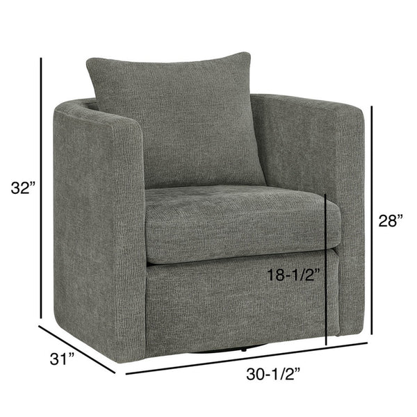 English Elm Sutton Ultra-Soft Gray Swivel Barrel Chair with Pocket Coil Seat, Reversible Cushions, Stain-Resist B050P322585