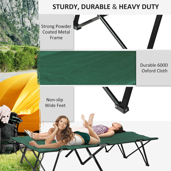 English Elm Outsunny 2-Person Extra Wide Folding Camping Cot - Portable Elevated Bed For Outdoors & Travel W2225P217033-GIGA