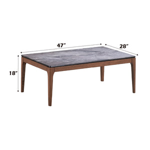 English Elm Bevis Engineered Stone Coffee Table with Marble-Grain Top, Durable Scratch & Water Resistant Finish Walnut 51.4 L x 31.5 W x 5.2 H B2726P245884