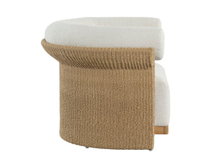 Sunpan Asos Lounge Chair - Stylish Comfort with Premium Polyester Fabric and Elegant Rattan Base Design Natural, Louis Cream