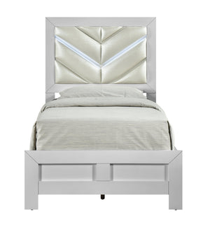 English Elm Moreland Twin Bed Faux Leather Headboard White Laminate Finish for Teen Rooms B078P497904
