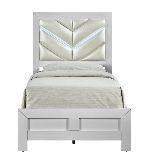 English Elm Moreland Twin Bed Faux Leather Headboard White Laminate Finish for Teen Rooms B078P497904