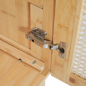 English Elm 30-inch bamboo bathroom vanity with handwoven rattan doors, soft-close hinges, ample storage beauty WF530472AAD