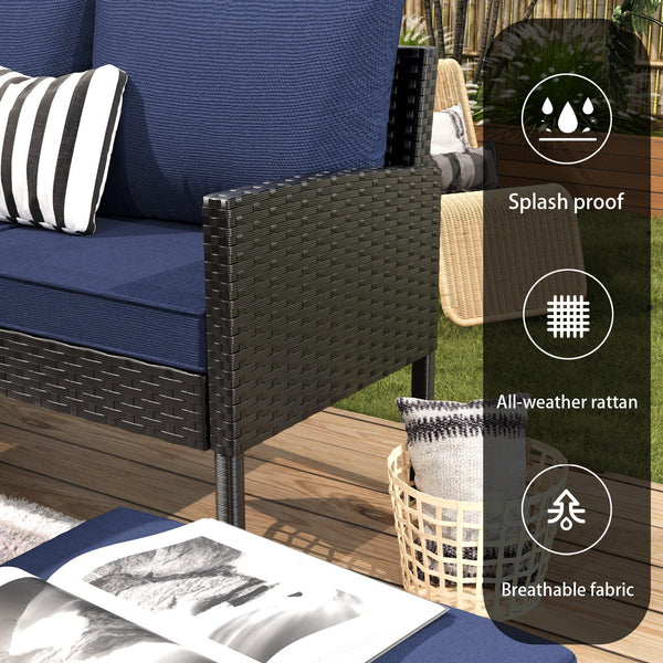 English Elm Small Space Outdoor Wicker Dining Set with Tempered Glass Table and Cushioned Seating W2071P281587