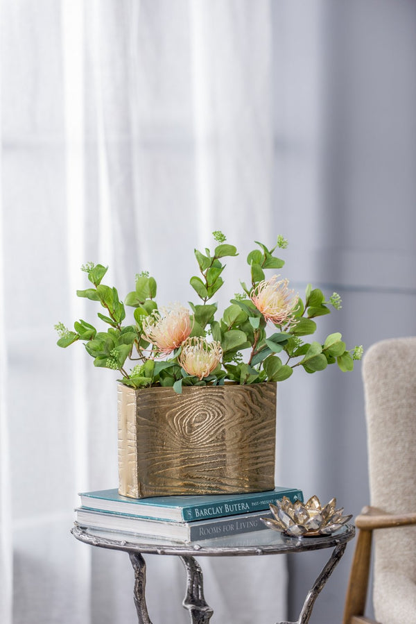 English Elm 9.8x3.7x6.9" Gold Aluminum Wavy Rectangular Vase Sculptural Tabletop Glam Accent W2078P489212