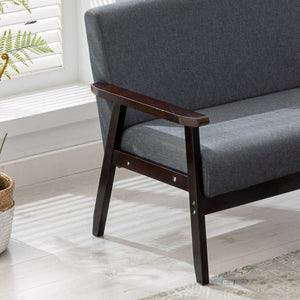 English Elm Bari Mid-century Modern Loveseat with Espresso Wood Arms and Foam Cushion Support Dark Gray B2749P413363