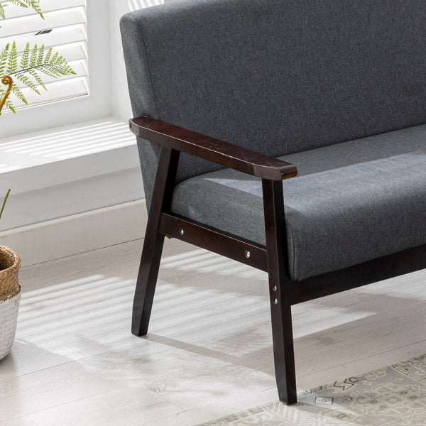 English Elm Bari Mid-century Modern Loveseat with Espresso Wood Arms and Foam Cushion Support Dark Gray B2749P413363
