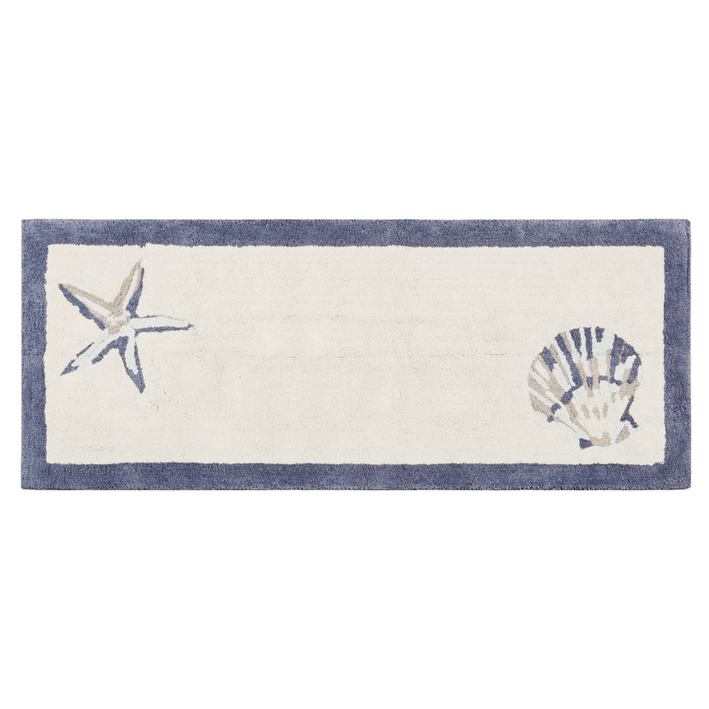 JLA Home Madison Park - Reversible Coastal High-Pile Tufted Bath Rug — 100% Cotton, Shell Motifs, Plush Absorbent Spa Comfort MP72-5843