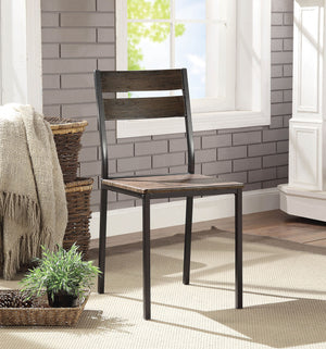 English Elm Simple Industrial Metal Frame 5pc Dining Set with Weathered Wood Top and Comfortable Side Chairs Antique brown,Black 46 L x 30 W x 5 H B011P320849