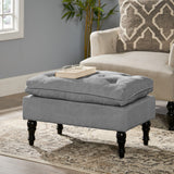 Christopher Knight Home® Contemporary Lofton Pillow Top Ottoman with Button Tufted Diamond Stitching & Turned Legs - Plush Upholstered Seating for Stylish Living Rooms