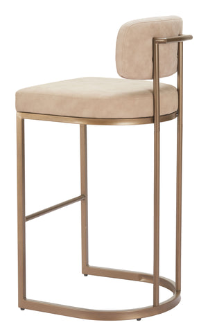 Zuo Modern Velar Barstool Set Of 2 - Modern Elegance In Beige Faux Leather With Durable Steel Frame Design Beige 100% Polyurethane,Plywood,Steel 110851-zuo-modern