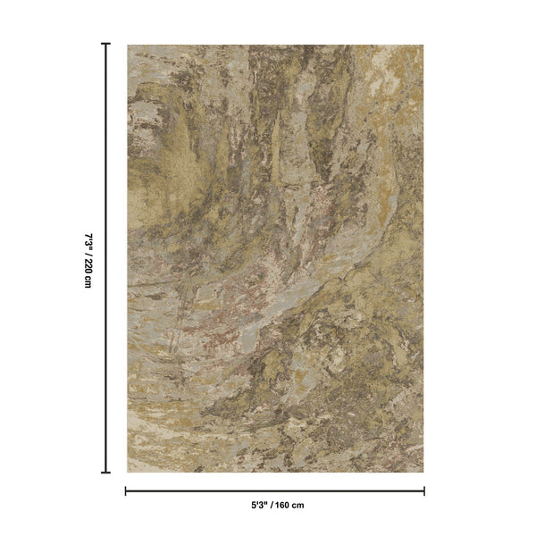 English Elm Artistic Gold Geometric Area Rug Low Pile Abstract Pattern for Living Room Decor B186P428935