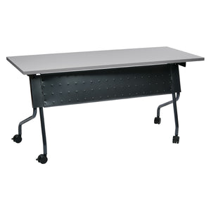 OSP Home Furnishings 5' Flip Top Nesting Training Table with Locking Casters for Classrooms and Offices Grey Titanium 84225TG