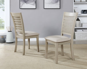 OSP Home Furnishings Walden Cane Back Dining Chair  - Set of 2 Linen / Antique White