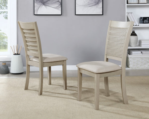 OSP Home Furnishings Walden Cane Back Dining Chair  - Set of 2 Linen / Antique White