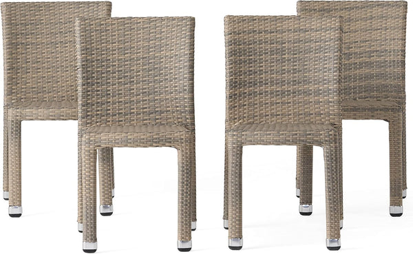 English Elm Christopher Knight Home® - LARACHE Aluminum Framed Armless Rattan Dining Chair – Stackable, Weather-Resistant, Lightweight Design Grey 37.01 L x 29.13 W x 18.5 H N776P261516C