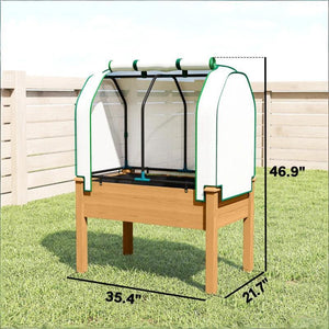 English Elm Raised Metal Garden Bed with Tall Diamond Trellis Powder Coated Outdoor Privacy Planter Sand T3971P459738