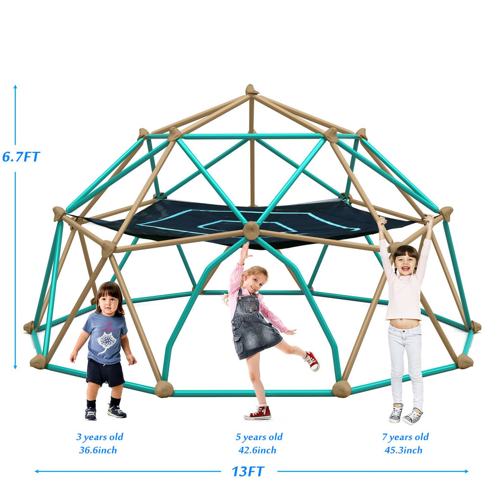 English Elm 13ft Geodesic Steel Climbing Dome with Hammock Holds 7 Kids Rust Proof Outdoor N710P345669E