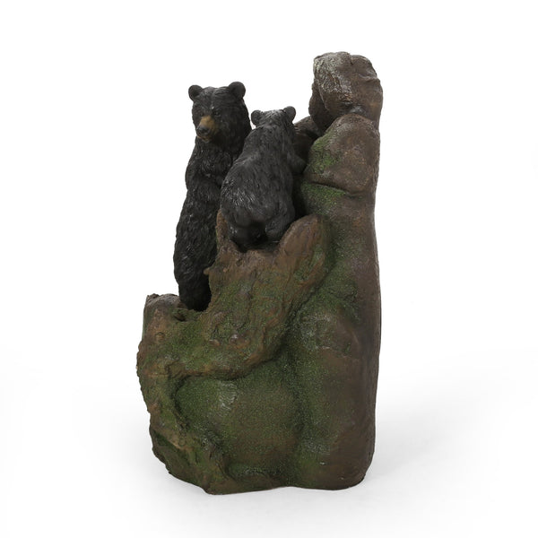 English Elm Christopher Knight Home® - 23.75" Hand Crafted Weather-Resistant Floor Fountain with LED Underwater Lights, Faux Stone Moss Black, 23.75" 71776.00MBLK