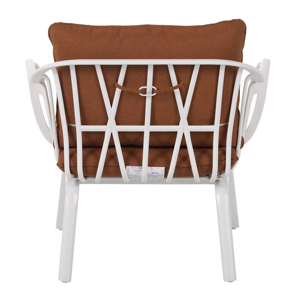 English Elm Christopher Knight Home® - Huron Outdoor PP Club Chair with Waterproof Olefin Cushions, Durable Plastic Frame and Iron Legs - Weather-Resistant Patio Seating Set Brown,White N775P178198W
