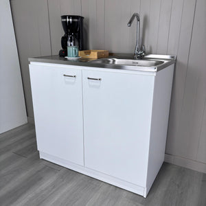 English Elm Napoles Utility Sink Cabinet With Double Doors And Shelf - Perfect For Laundry Rooms & More! B200S00144