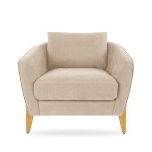 English Elm Accent Armchair Upholstered Low Profile Reading Chair with Lumbar Pillow Modern Living Room Seat Beige W2308P462642