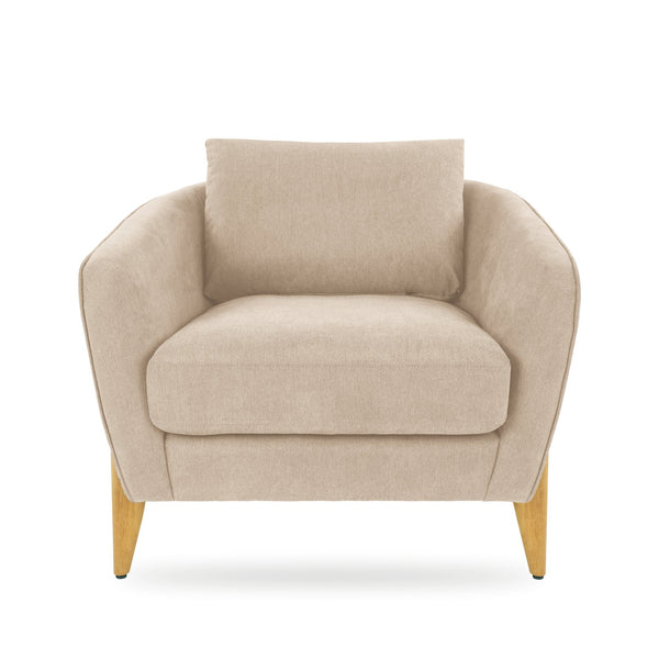 English Elm Accent Armchair Upholstered Low Profile Reading Chair with Lumbar Pillow Modern Living Room Seat Beige W2308P462642