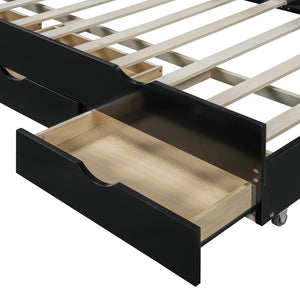 English Elm Full Size Wooden Led Platform Bed With Trundle, Storage Headboard & Usb Charging In Espresso Finish N820S10009D