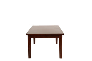 English Elm Contemporary Rectangular Dining Table Set 7pc with 18" Expandable Leaf, Faux Leather Chairs, Warm Finish Walnut 65 L x 48 W x 10 H B011S01093