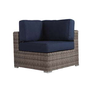 English Elm Fully Assembled Outdoor Wicker Sectional Sunbrella Cushions Aluminum Frame Seats Six B120S00277
