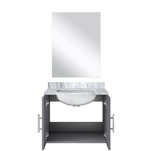English Elm Dark Grey Single Bath Vanity With Carrara Marble Top & Frameless Mirror - Modern Storage Solution B2731S00740