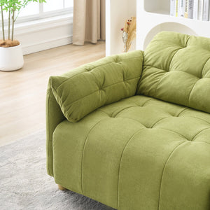 English Elm French Retro Cloud Fabric Double-Seat Sofa — Compact Solid Wood Frame, Sponge Comfort, 500lb Capacity Green W1658S00119