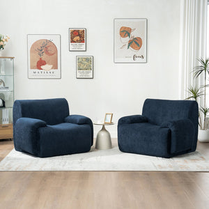 English Elm 42" Wide Chenille Stripe Accent Chair Deep Seat Foam Lounge for Bedroom or Apartment Navy W3118P453258